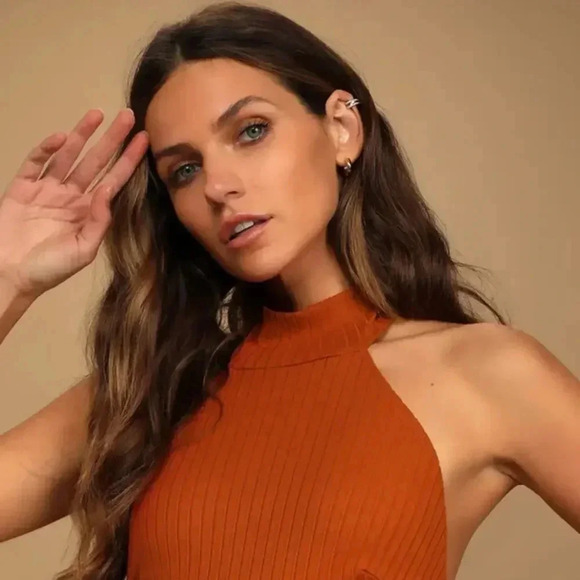 Lulu’s Got The Groove Ribbed Halter Mini Dress Small NWT - Picture 6 of 7